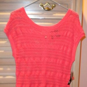 Directions Coral Crochet Tunic Lightweight Sweater Top M